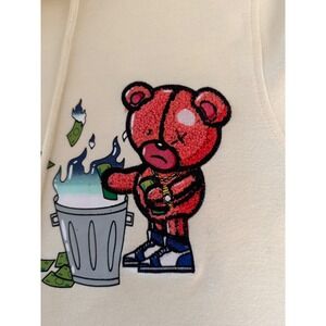 Civilized Burning Money Bear Zip Hoodie and Shorts Set Cream Mens Medium